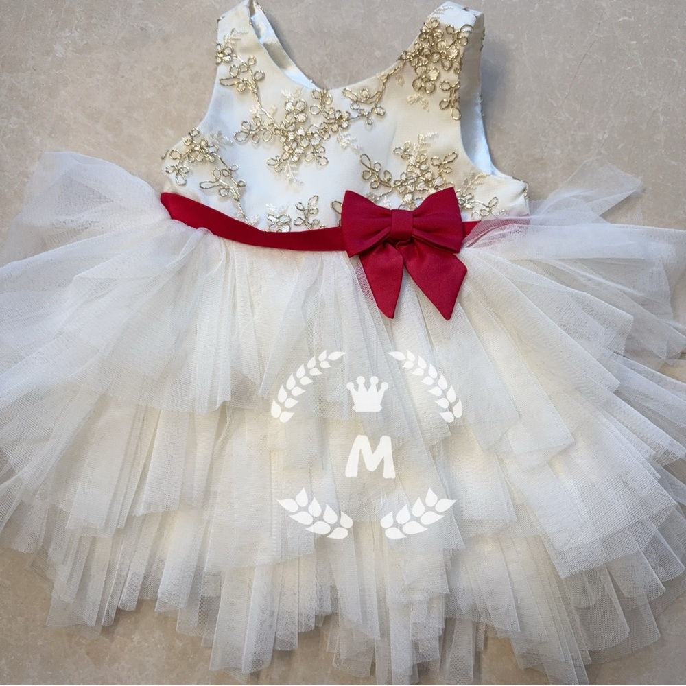 American Princess Elegant Toddler Girls Dress with Red Bow Size:18 Months